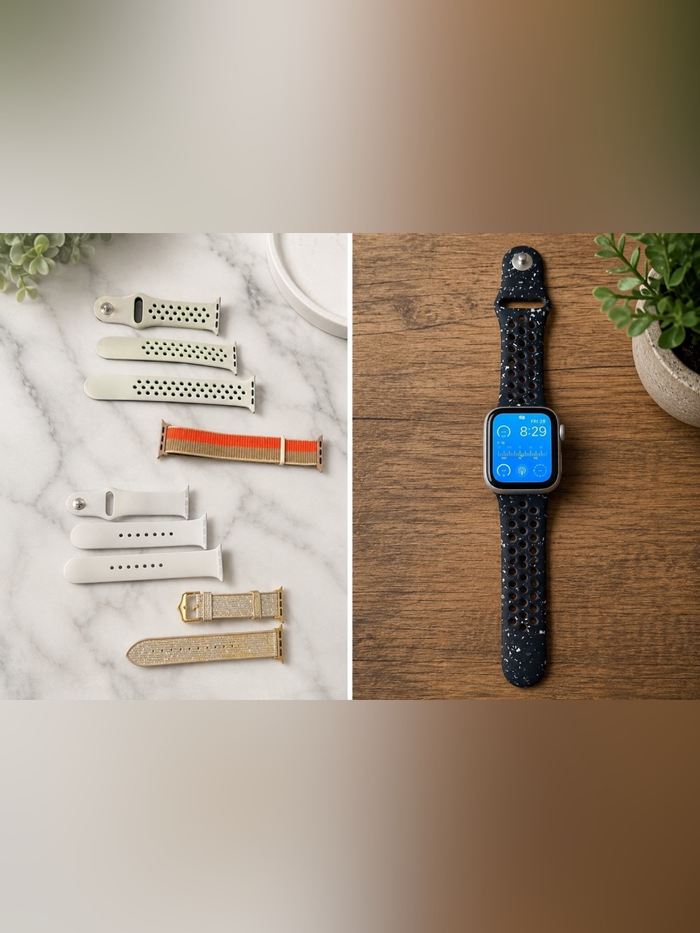 Apple Watch Series 3 38mm + 5 Replacement Bands Sport, Woven & Rhinestone Bundle